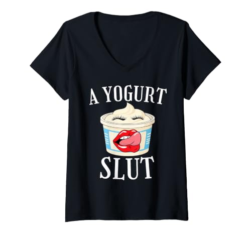 Women's A Yogurt Slut Dairy Product Lover Probiotic Bowl Novelty V-Neck T-Shirt