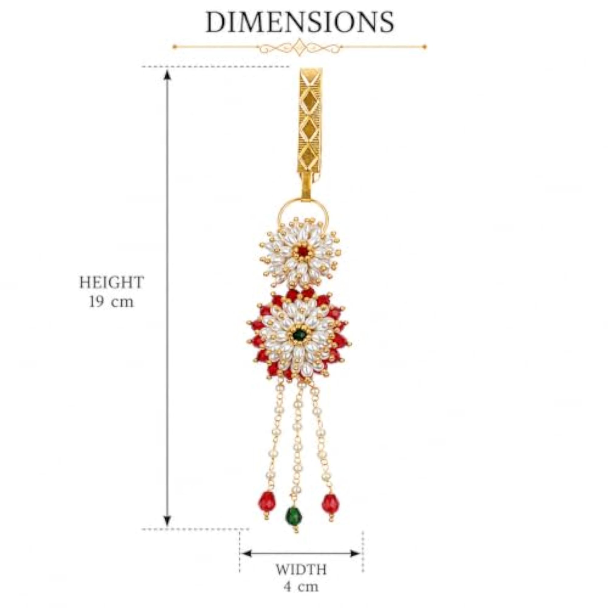 Golden Finishing Red & Green Stone Stud Earrings