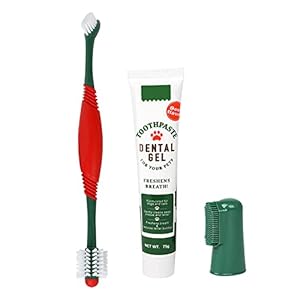Pet Dog Toothbrush Cat Finger Toothbrush Toothpaste 360° Teeth Cleaning Fresh Breath Kit Beef Flavor Dog Plaque Removal Health Supplies