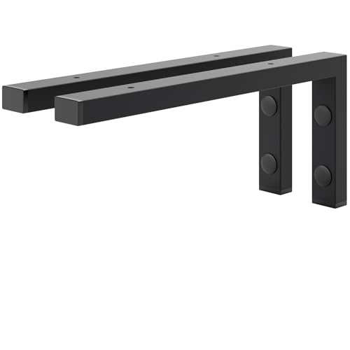 HOLZBRINK Escuadras para estanterías 35x15 cm HLA-B (2 uds.) | Escuadras metalicas para encimera de lavabo baño, soportes estanterías | Color: Negro