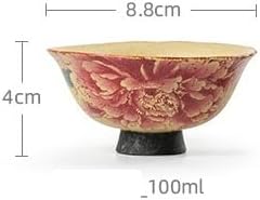 GSOUL Kungfu Tea cup Flint Red Ceramic Master Cup Amazed At The Silence Of Retro Peony Small Single Brewing Tea Household Sets Tasting Cups Small Tea Cups