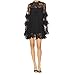 Women's Y2K Mini Dress Sexy Sheer Lace Blouse Mock Neck Tiered Ruffle Relaxed Fit Cover Up Tops (Black, S)