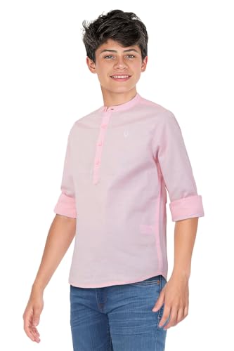 Image of Allen Solly Boys' Solid Cotton Kurta | Full Sleeve | Soft Breathable Feel | Festive & Wedding Ethnic Wear