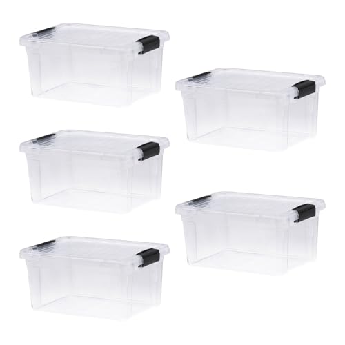 Image of Superio 6.6 Quart Clear Plastic Storage Boxes with Lids, Stackable Organizer Containers, BPA-Free Storage Bins for Home, Office, School & Dorm, 5 Pack