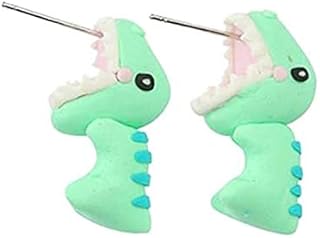Diyiming 1 Pair Shark Earrings Biting Ear Earrings Crocodiles Studs,3D Animal Earrings Shapi Dog Studs Cute Handcraft Sunflower Dinosaur Pig Insects-Chomper earrings,Piranha Earrings,Fox Fimo Studs