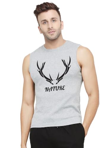 Image of Men's Sleeveless T-Shirt - 100% Pure Cotton, Nature Print - Comfortable Breathable Gym Tank Top