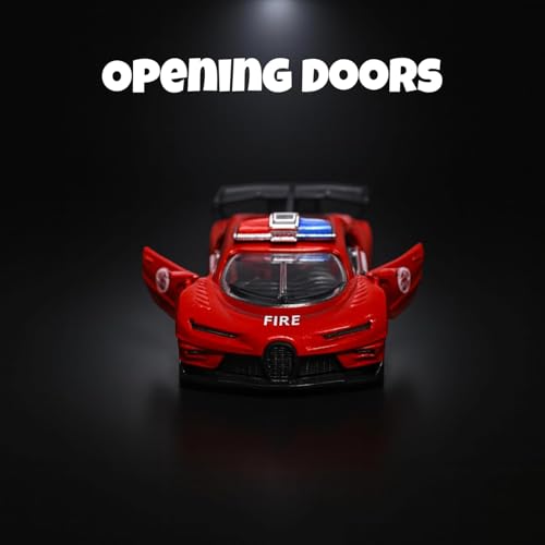Image of Amisha Gift Gallery Diecast Bugatti Fire Ambulance Toy Car for Kids | 1:36 Scale Model, Metal, Pull Back, Sports Car, Boys