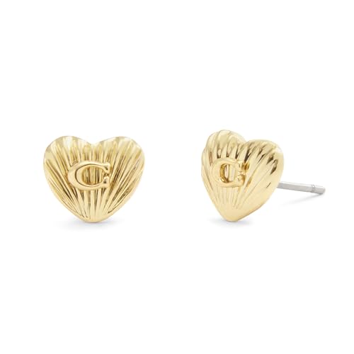 COACH Women's Signature Textured Heart Stud Earrings