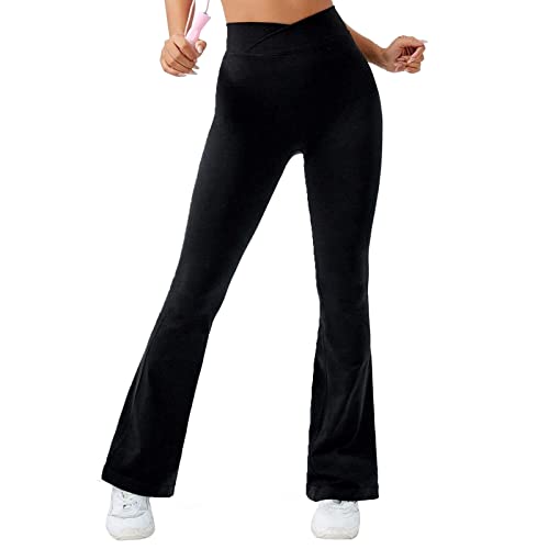 Sfit Damen Cross Waist Yoga Hosen Nahtlose High Waist Bootcut Sporthose...