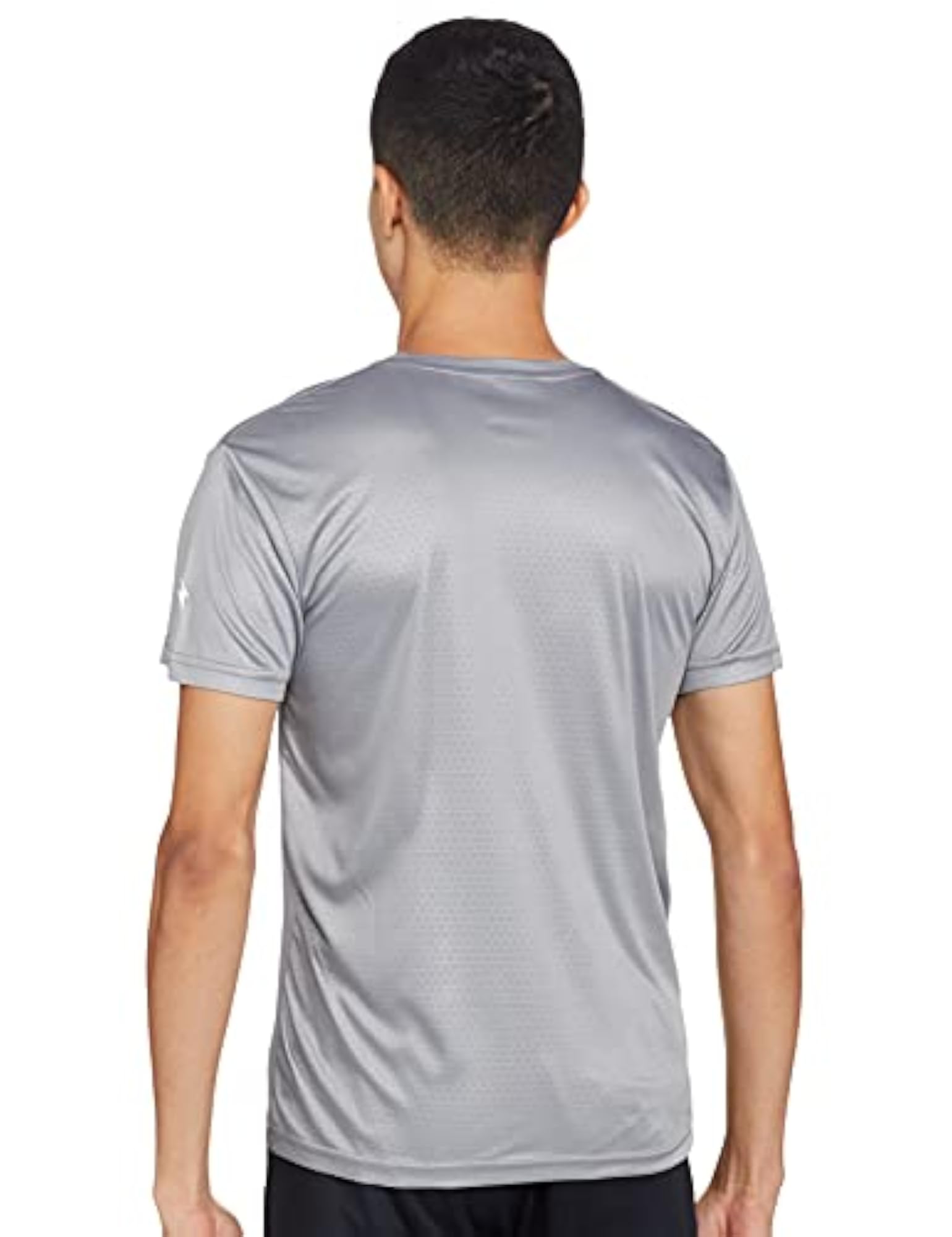Play Interlock Knit Geometric Emboss Round Neck Sports T-Shirt, Light Grey