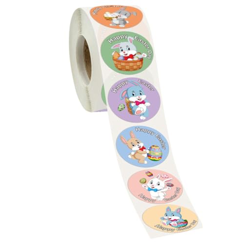 Veemoon Pegatinas Adhesivas de Animales para Pascua Etiquetas Decorativas Redondas para Bolsas y Regalos Diseño Temático Festivo Resistente y Seguro para Decoración y Manualidades