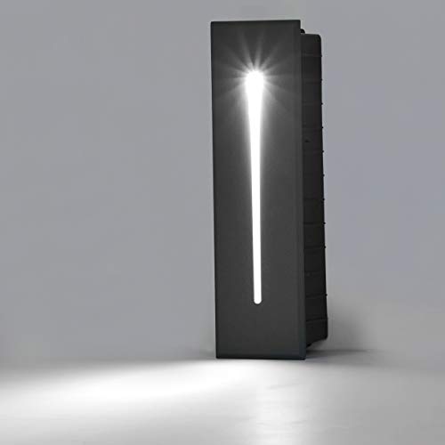 Topmo-plus Lampe de mur encastré LED Eclairage intérieur extérieure Eclairage au Sol Spot Encastrable Aluminium / 3W LED Cree COB incluse/ 21CM IP65 6000K gris