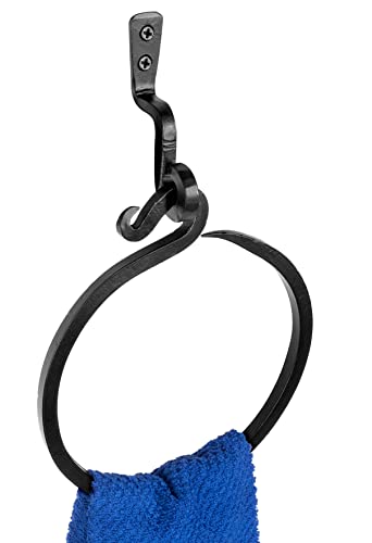 Decorative Towel Ring, Blacksmith Handmade Wrought Iron Hand Towel Holder For Kitchen And Bathroom (Black) #TOP1