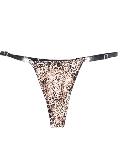 Ohyeah Sexy G-String Thongs Leopard Print Panties For Women Adjustable Micro Thong G-String Bikini Panties Cotton Crotch Underwear Tanga Cheetah cover