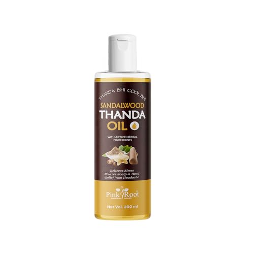 Image of Pink Root Sandal Wood Thanda Cool & Refreshing Hair Oil Helps in Pain Relief Relaxation Hair Oil (200 ml)