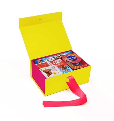 Image of RBS - Foldable Gift Box (23 X 16 X 10Cm) Decorative Gift Boxes for Packaging Empty Gift Packing Box Reusable Gift hamper Boxes for Gifting Multipurpose Gift Box for Birthday Gifting (Yellow Blush)