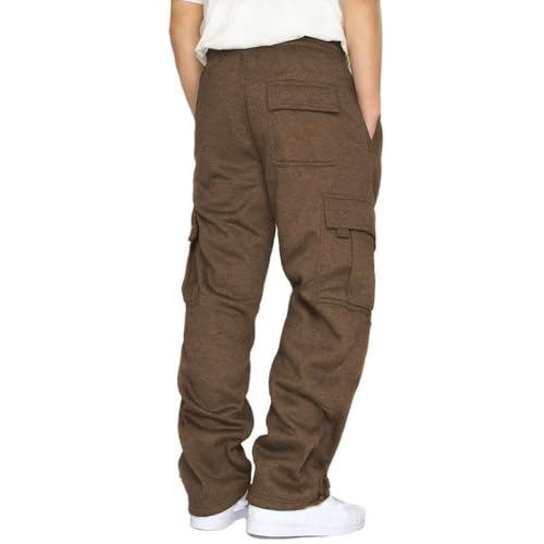 Image of Men's Cargo Sweatpants Casual Fleece Joggers Loose Fit Open Bottom Athletic Pants for Men with Pockets