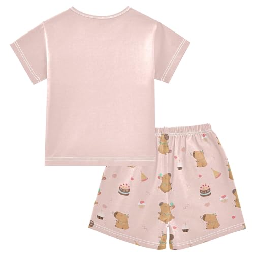 senya Birthday Cute Capybara Fantastic Summer Pajamas Set Short Cotton Sleepwear 2 Piece2