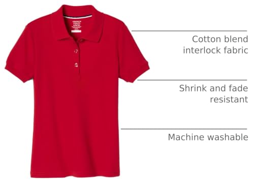 Image of French Toast Girls' Short Sleeve Picot Collar Polo School Uniform Shirt (Standard and Plus)
