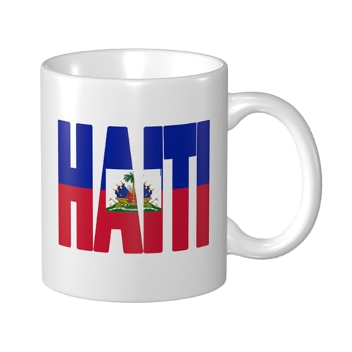 FJQWKLF Mug en céramique aux couleurs du drapeau d'Haïti, d'une contenance de 325 ml (11 oz).