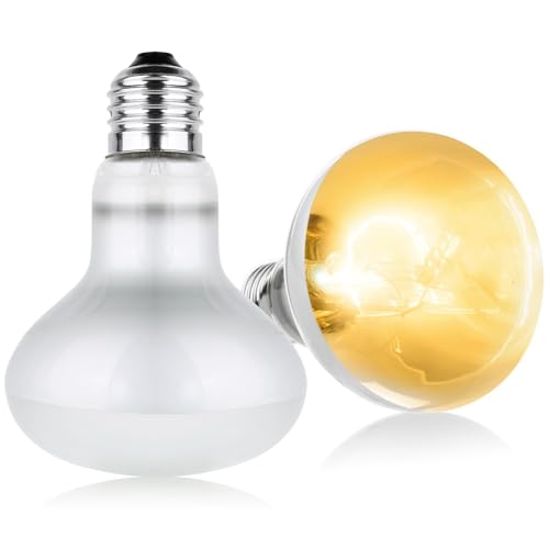 Adiwo Lampe Chauffante, 2pcs 50W Lampe Chauffante Tortue, UVA+UVB E27 Spiral Lampe Reptiles, 220V Silver Plated Glass Ampoule Lamp Chauffante Tortue pour Tortue Serpent...