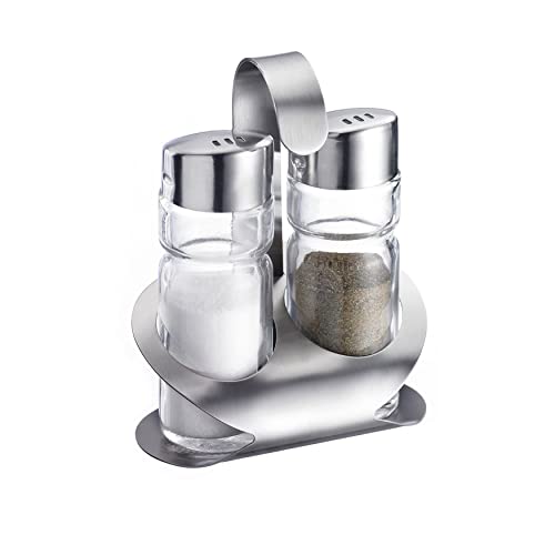Westmark Ménage Sel et Poivre, 6 Pièces, 3 Pièces, Capacité : env. 40 ml, Acier Inoxydable/Verre, Wien, Argent/Transparent, 65022260