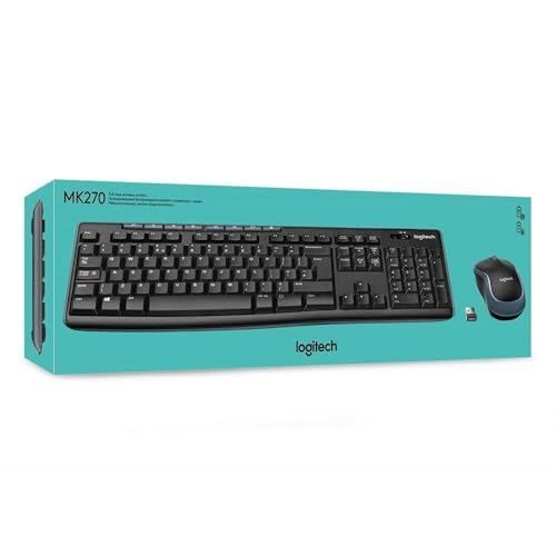 Logitech MK270 Combo Clavier et Souris Sans Fil pour Windows, Clavier Italien QWERTY - Noir