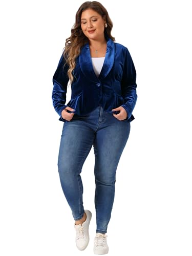 Agnes Orinda Plus Size Blazers for Women Ruffle Work Office Cardigan Suit Jacket Velvet Peplum Blazers3