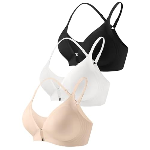 Racerback Bras with Metal Magnetic Front Closure - S-XL Wireless for Women No Underwire Seamless Supportive Bralettes Coffee Small
