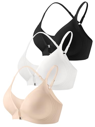 Image of Racerback Bras with Metal Magnetic Front Closure - S-XL Wireless for Women No Underwire Seamless Supportive Bralettes