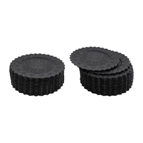 50 Platos Cargadores Antiguos Redondos 13" Negro miniatura 7