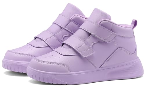 Big Girls High Top Sneakers Fashion School Shoes Light Weight Outdoor Casual Walking Kids Shoes Purple 4.5