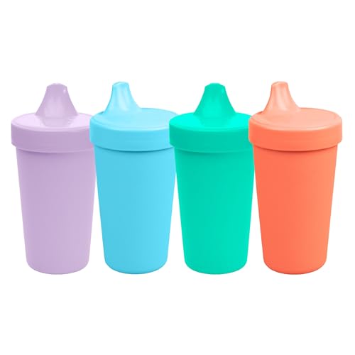 Image of Re-Play Spill-Proof Sippy Cups for Toddlers - Kids Reusable 10 Oz Set of 4, Dishwasher & Microwave Safe, Made in USA, Bubble Pop