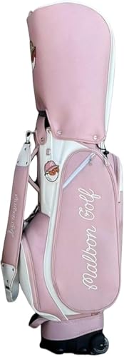 Jinghui ゴルフバッグ ナイロン素材 ゴルフばっく キャディバッグ おしゃれ Golf Club Bag キャスター付き ゴルフカートバッグ ゴルフクラブバッグ 5分割 13本收?可能 軽量 防水 耐摩耗性 大容量 安定感 練習用 旅行用 (ピンク)