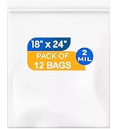 12 Large Plastic Clear Bags with Zipper Top, 5 Gallon 18" x 24" Large Plastic Storage Bag for Pac...