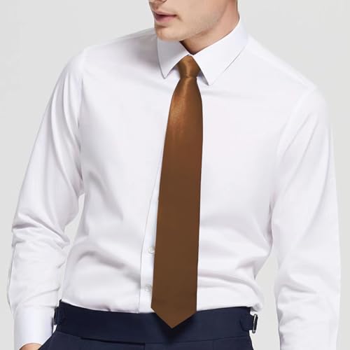 Image of Luckyvestir Mens Tie Solid Satin Neck Ties 3.15'' Formal Necktie for Wedding Business Christmas Father's Valentine's Day Gift