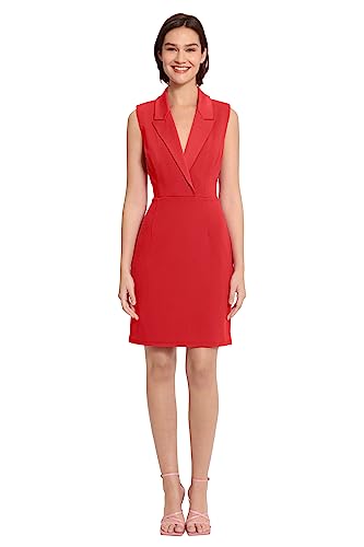 Image of Donna Morgan Women's Lapel Collared Career Sheath Dress Office Workwear Desk to Dinner Event Reception Ceremony