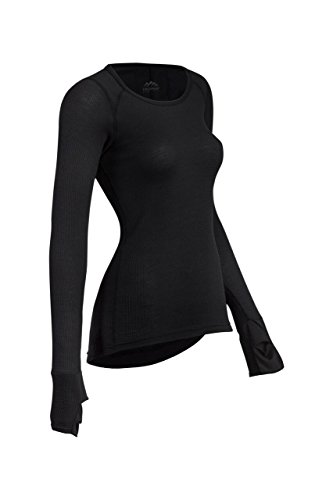 Coldpruf Women's Zephyr Performance Long Sleeve Crew Neck Baselayer Top, Black, L 44ALGBK
