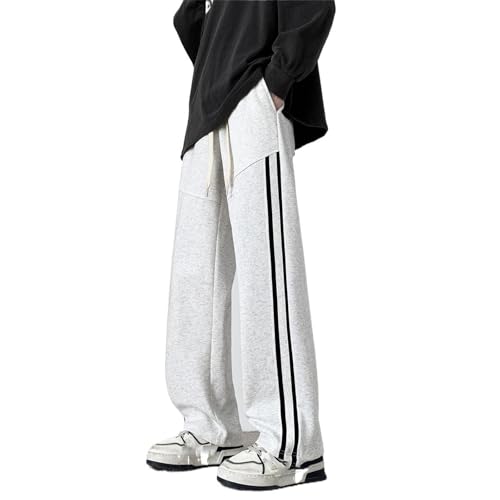 Side Stripe Casual Sweatpants Unisex Wide Leg Sport Joggers Urban Style