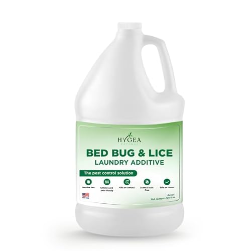 Hygea Natural Lice and Bed Bug Laundry Additive - Environmentally Responsible, Odorless, and Stain-Free Liquid Laundry Treatment - Safe for Children and Pets - Any Water Temperature (1 Gallon)