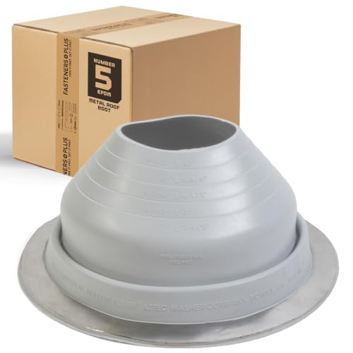 Image of Fasteners Plus #5 Round EPDM Metal Roof Pipe Flashing Boot (Fits 4-1 /4 inch - 7-3 /4 inch Pipe OD), Gray
