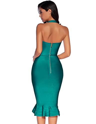 Image of meilun Womens Halter Fishtail Bandage Party Dress Elegant Wedding Guest Dress