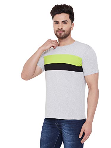 Image of GRITSTONES Half Sleeves Color Block Round Neck T-Shirt for Men -GSHSTSHT2520 P