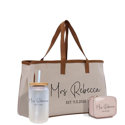 VANESSA ROSELLA Mrs. Last Name Est Year Tote Bag Personalized