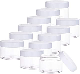 PandaHall Elite 120ml Empty Slime Storage Favor Jars Wide-Mouth Sample Containers Clear Round Cosmetic Travel Pot with White Screw Cap Lids for Beads Jewellery Make Up Nails Art (4.06 fl. oz)