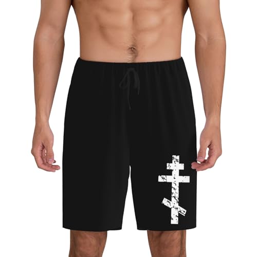 Russian, Greek, Byzantine, Orthodox Cross Pajama Shorts for Men, Men's Pajama Bottoms, Sleepwear for Summer