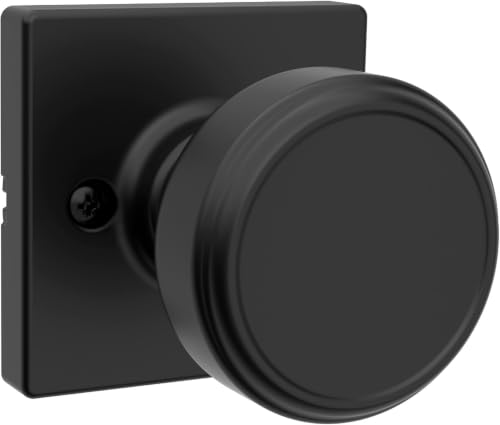 Image of Kwikset Maven Dummy Door Knob, Single Sided Handle for Closets, French Double Doors, and Pantry, Matte Black Non-Turning Square Interior Push /Pull Door Knob, with Microban Protection (Pack of 10)