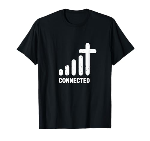 Faith God Jesus loves Christians Religious Lord - Camiseta Unisex-Adultos Conectado - Gracioso Cristiano Jesucristo Biblia Iglesia Paz - T-Shirt Religiosa Cristiana Negra Talla S
