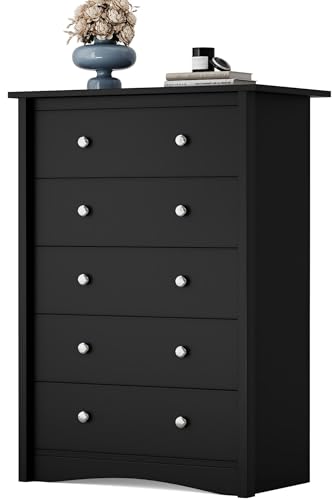 YESHOMY Tall Dresser for Bedroom with 5 Drawers, Modern Chest of Drawers, Wooden Dressers, TV Stand...