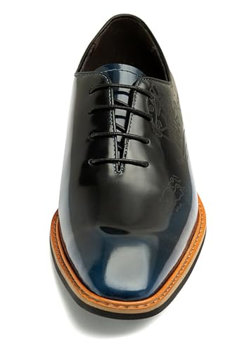 Santimon Men's Genuine Leather Oxford Dress Shoes | Handcrafted Brogue Derby for Business Casual/Wedding/Tuxedo | Formal Shoes with Engraved Detail3